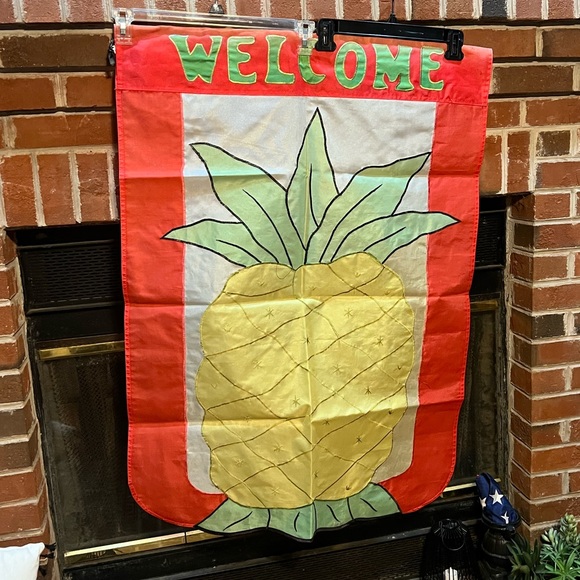 Vintage 90s Welcome W/ Pineapple Flag - Picture 2 of 14